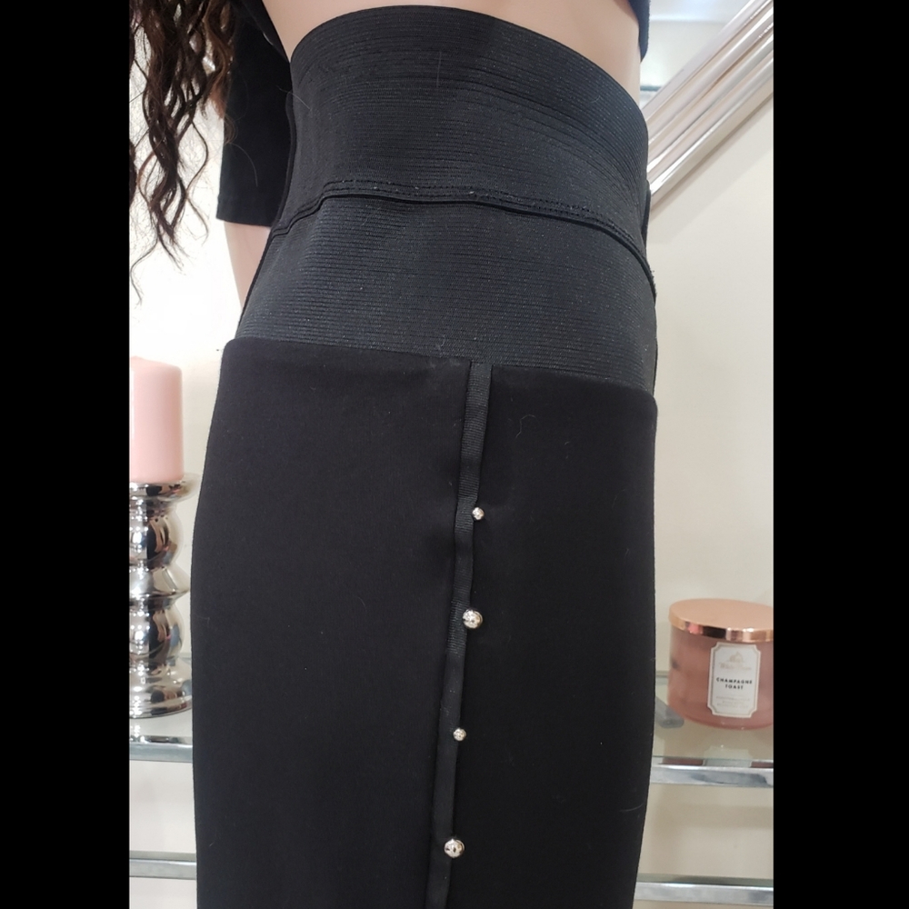 Eloquii Black Pants with Silver Beading Detail on Sides - Size 22